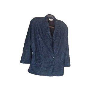 Vtg Condor Men Navy Blue Double Breasted 100% Wool Tweed USA Made Sz M